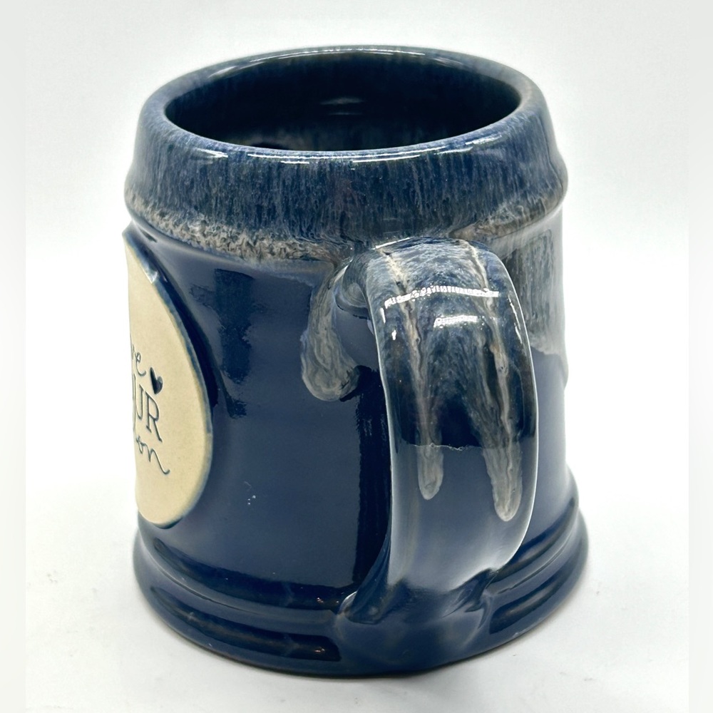 Deneen Pottery Handthrown Mug - 12 oz Blue Drip Glaze - Love Your Melon 2017 USA - Picture 2 of 9